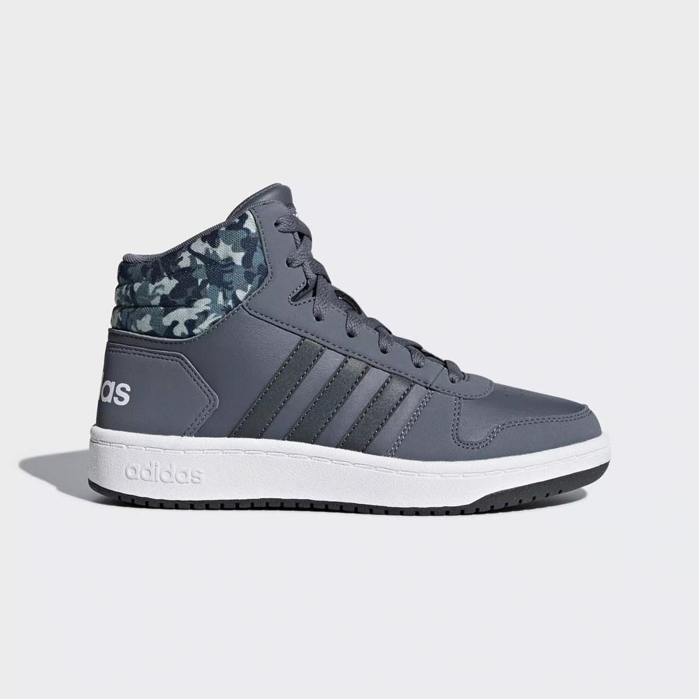 Adidas Hoops 2.0 Mid Tenis Grises Para Niña (MX-64852)